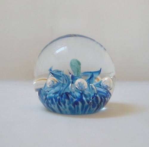 VINTAGE SELKIRK of SCOTLAND 'BLUE FLORAL' 6.5cm PAPERWEIGHT c1992
