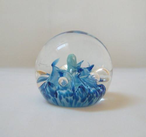 VINTAGE SELKIRK of SCOTLAND 'BLUE FLORAL' 6.5cm PAPERWEIGHT c1992