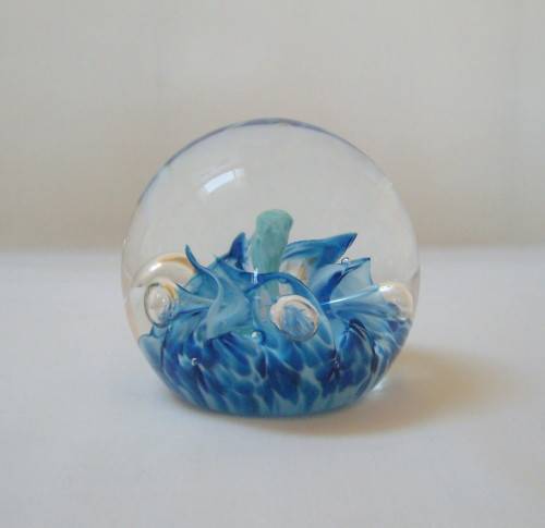 VINTAGE SELKIRK of SCOTLAND 'BLUE FLORAL' 6.5cm PAPERWEIGHT c1992