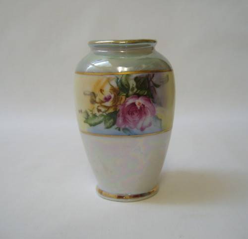 VINTAGE FLORAL LUSTREWARE 8cm SMALL VASE c1940's