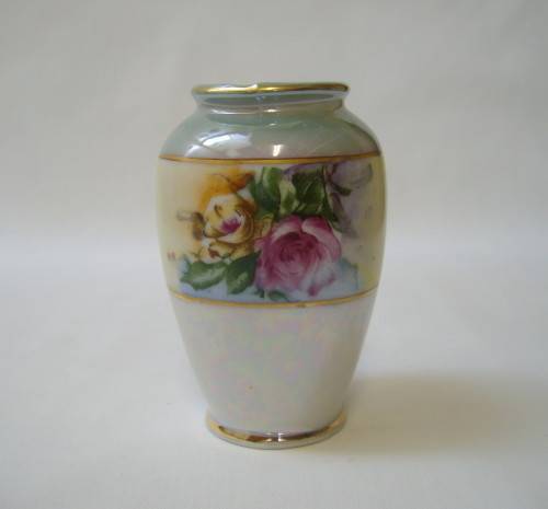VINTAGE FLORAL LUSTREWARE 8cm SMALL VASE c1940's