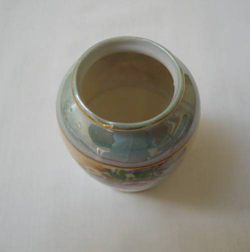 VINTAGE FLORAL LUSTREWARE 8cm SMALL VASE c1940's