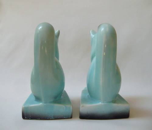 PAIR OF VINTAGE GERMAN CAT FIGURINES ~ One Restored Tail!