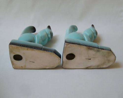 PAIR OF VINTAGE GERMAN CAT FIGURINES ~ One Restored Tail!
