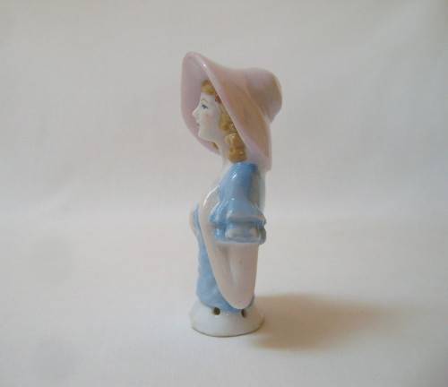 VINTAGE FOREIGN PORCELAIN HALF-DOLL FOR PINCUSHION ~ Chipped!