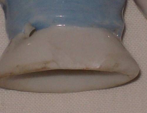 VINTAGE FOREIGN PORCELAIN HALF-DOLL FOR PINCUSHION ~ Chipped!