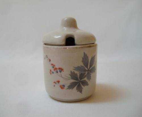 VINTAGE RHODESIAN NORBEL POTTERIES MUSTARD POT & LID