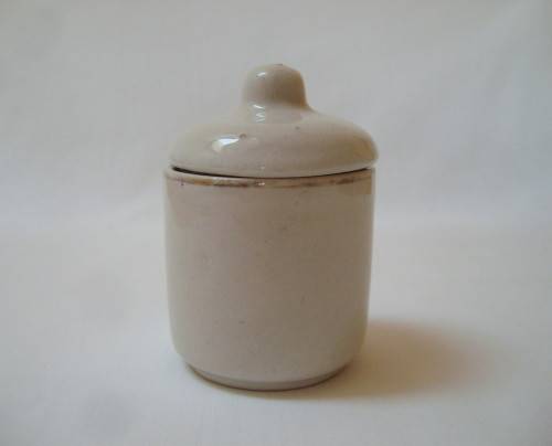 VINTAGE RHODESIAN NORBEL POTTERIES MUSTARD POT & LID