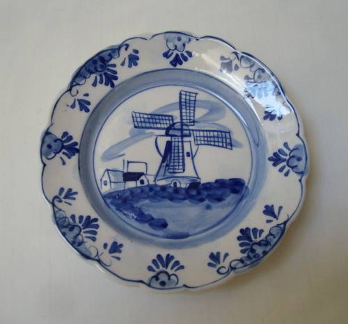 VINTAGE ELWECO DELFT BLUE 'WINDMILL' 14.5cm WALL PLATE