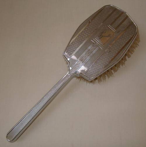 ART DECO STERLING SILVER HAIR BRUSH c1935