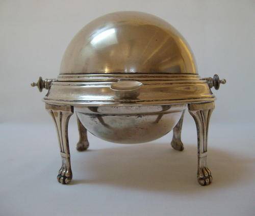 VINTAGE SILVER PLATED ROLL-TOP DOME BUTTER DISH