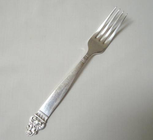 VINTAGE NORWEGIAN THORVALD MARTHINSEN VIDAR SILVER-PLATED DINNER FORK c1967 (1 of 6 available)