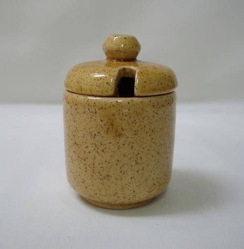 VINTAGE RHODESIAN WILLSGROVE WARE POTTERY MUSTARD POT & LID