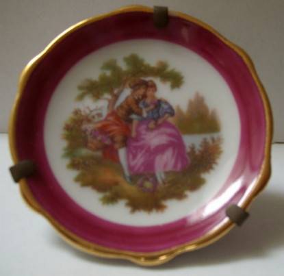 LIMOGES FRAGONARD DOLL HOUSE MINIATURE PLATE ON STAND