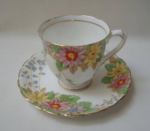 NEW CHELSEA FINE BONE CHINA FLORAL DEMITASSE DUO
