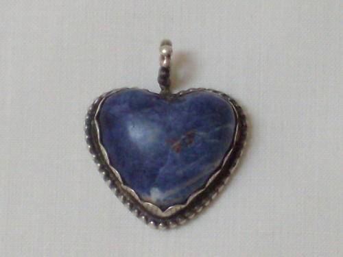 VINTAGE SILVER AND LAPIS LAZULI HEART PENDANT