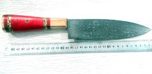 02 Damascus Steel knives with leather sheaths/custom made knives