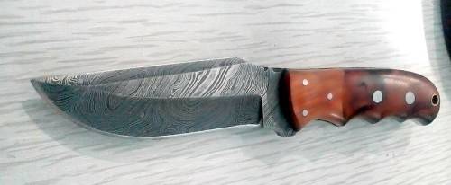02 Damascus Steel knives with leather sheaths/custom made knives