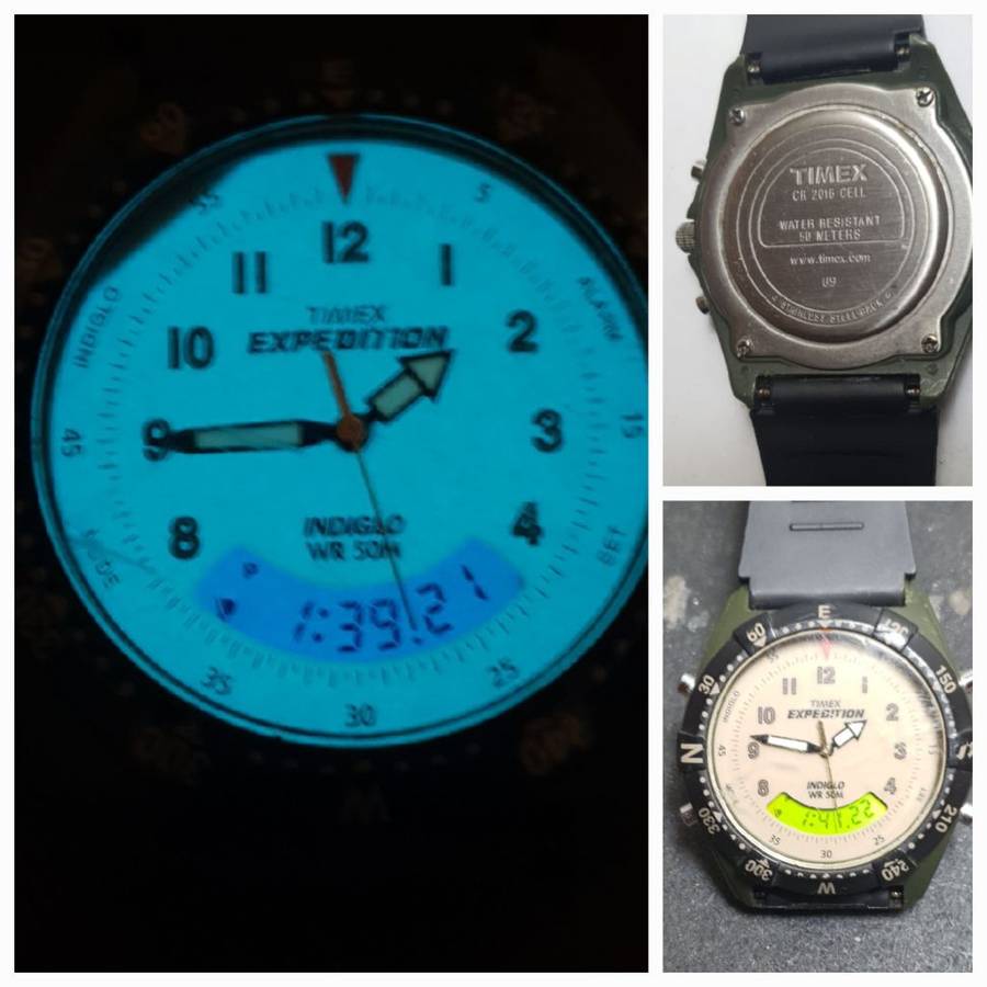 Vintage Timex - Expedition model rugged Indiglow dual mode swiss gents wrist watch.