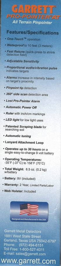Garrett Pro-Pointer AT All Terrain Pinpointer - NEW!
