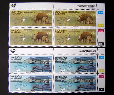 SOUTH AFRICA Mint Control Blocks - Tourism: Western Cape and KwaZulu-Natal 1995