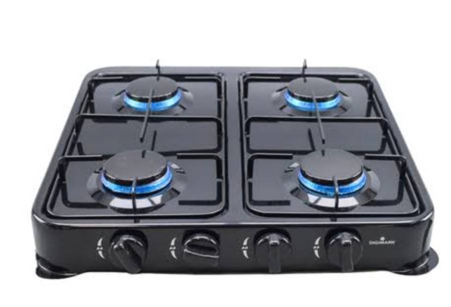 Digimark 4-Burner Gas Stove - Black -Stainless Steel