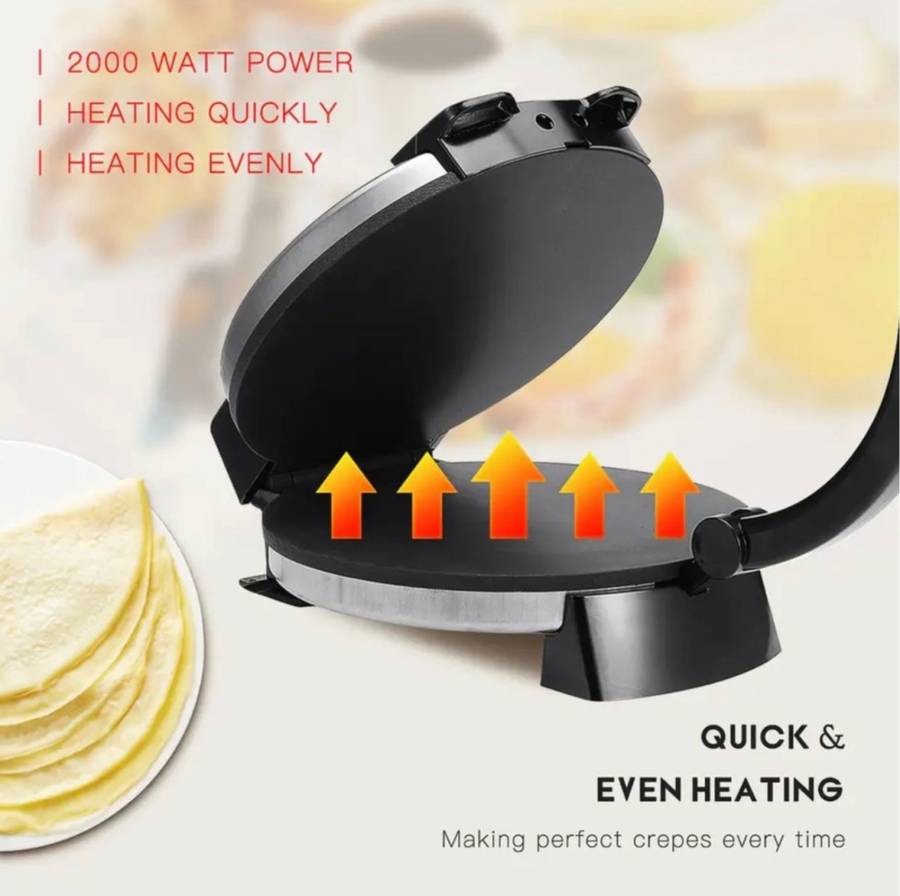 Electric Roti Maker - 1800w - double sided heat - even heat distribution