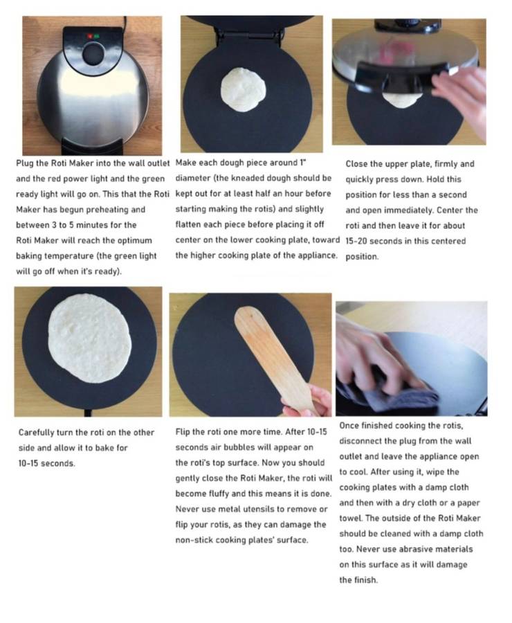 Electric Roti Maker - 1800w - double sided heat - even heat distribution