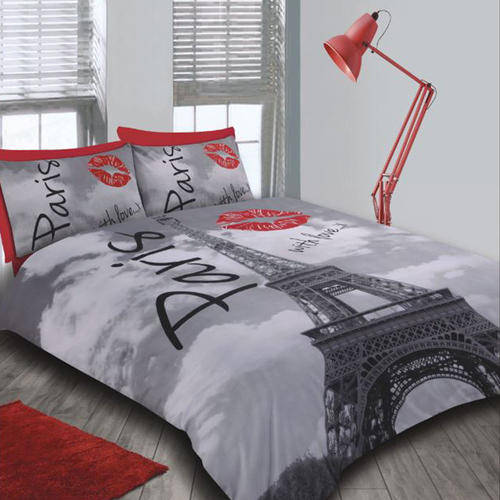 PARIS CITY LOVE EIFFEL TOWER QUILT DUVET COVER BEDDING SET SINGLE DOUBLE KING