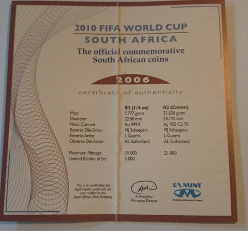 2006 FIFA Collectors gold and silver coins set