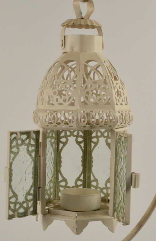 Tea Light Holder - Hanging Lantern on Stand - Cream