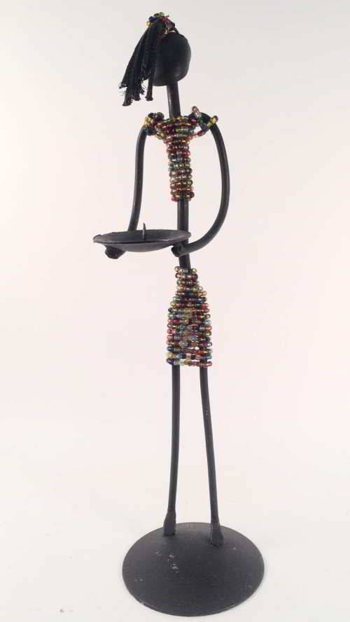 Metal Candle Holder - lady holding candle in front