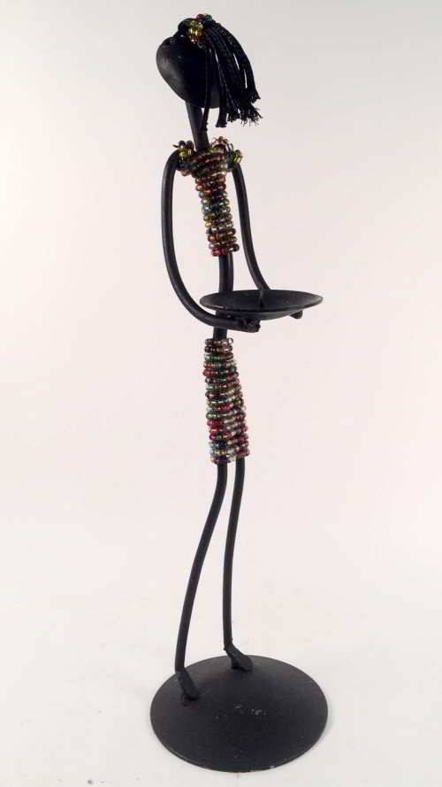 Metal Candle Holder - lady holding candle in front