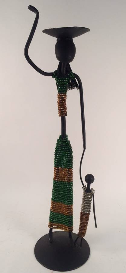 Metal Candle Holder - lady with child