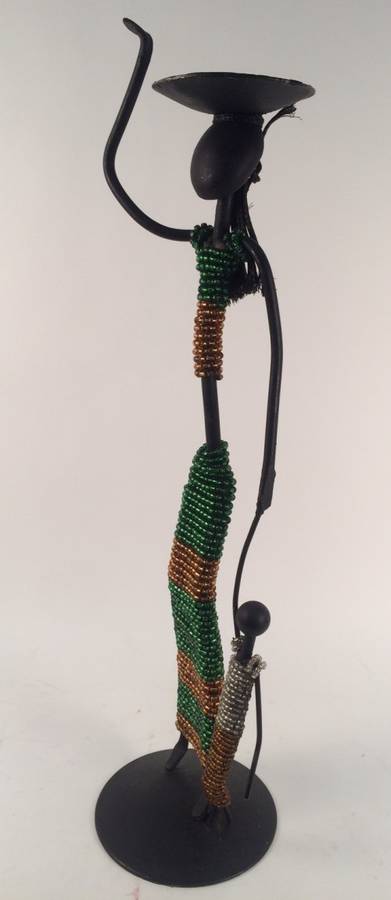 Metal Candle Holder - lady with child