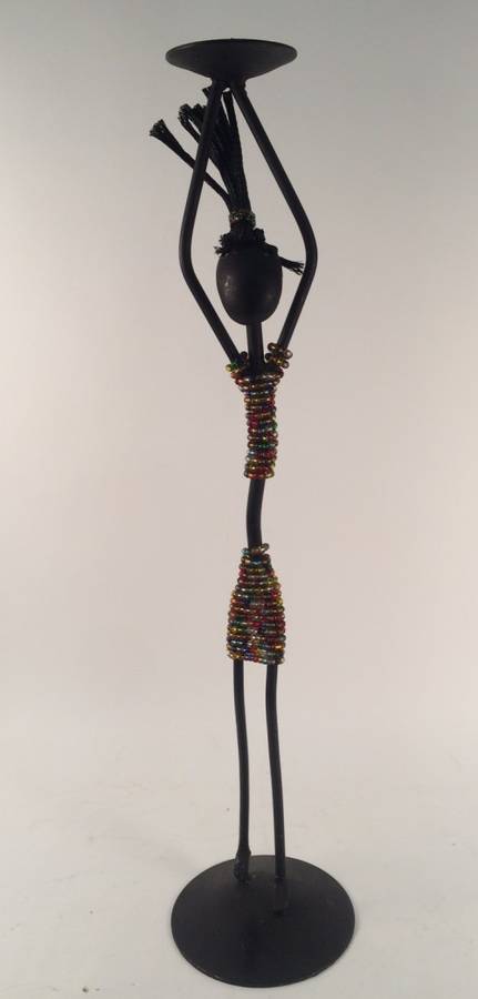 Metal Candle Holder - lady with hands up