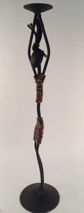 Metal Candle Holder - lady with hands up