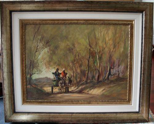 INVESTMENT ART Christiaan Nice (SA 1945 -) Oil, "Famous Donkey Cart Scene", Signed (Art 45cm x 60cm)