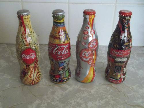 COLLECTIBLE COCA - COLA  BOTTLES LIMITED EDITION, 3 ARE FULL BOTTLES