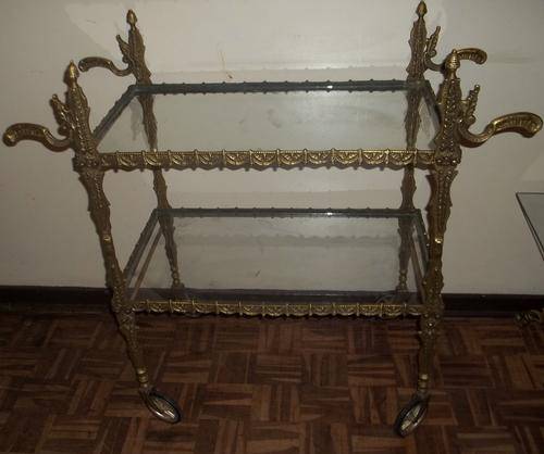 HEAVY AND SOLID, CASTED BRASS TEA TROLLEY-MAYBE 1900'S