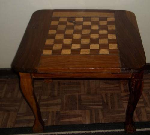 OLD HANDMADE TEAK BALL AND CLAW CHESS TABLE