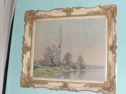 ANTIQUE GILDED FRAME WITH OLD FRENCH PRINT (1)