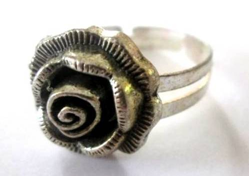 Exclusive Hand Crafted Jewelry -  Antique silver rose adjustable ring