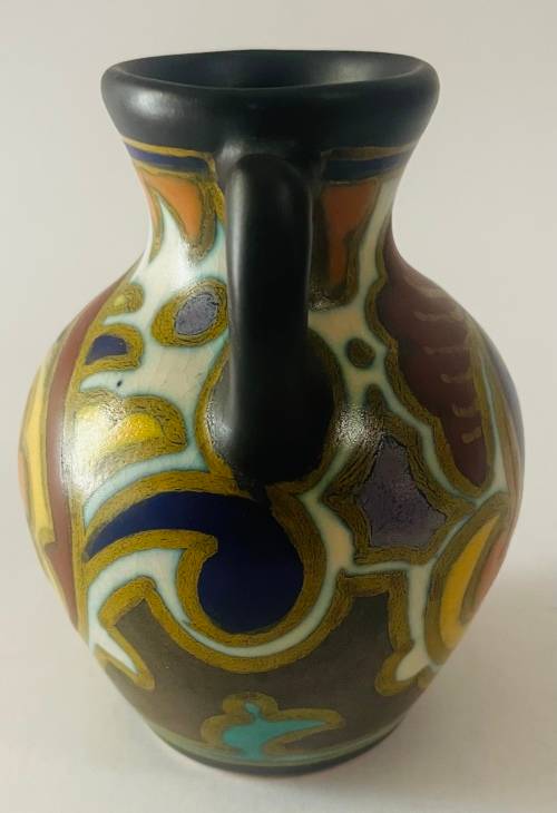 Early rare Gluck pattern Gouda pottery small vase