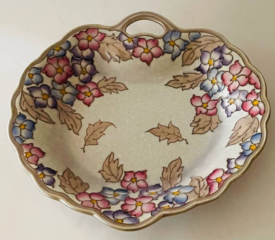 Bursley Ware - Charlotte Rhead Cookie Plate - TL4 Pattern - Floral Ovoid.