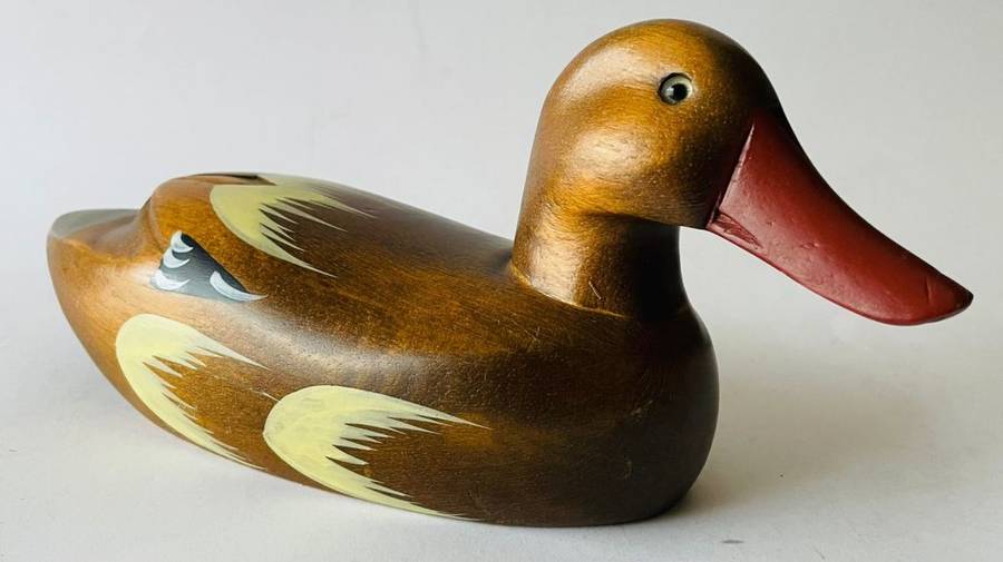 Hand Painted - Wooden Decoy Duck.