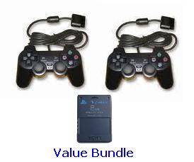 Premium PS2 Contoller Bundle - 2 X Controls & 8MB Memory Card - Brand New - Super Saver POSTAGE