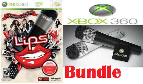 XBOX 360 Lips Bundle- 2 WIRELESS MICS + LIPS NUMBER 1 HITS -BRAND NEW - LAST SET AVAILABLE !!