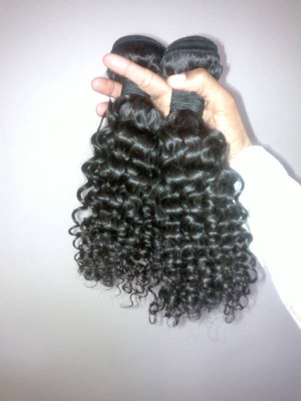2 Bundles 14inch Virgin Mongolian Hair Natural Color Jeri Curl