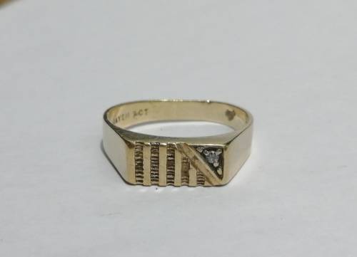 MEN'S WEDDING RING 9ct gold with cz ###
